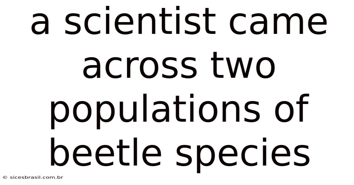 A Scientist Came Across Two Populations Of Beetle Species