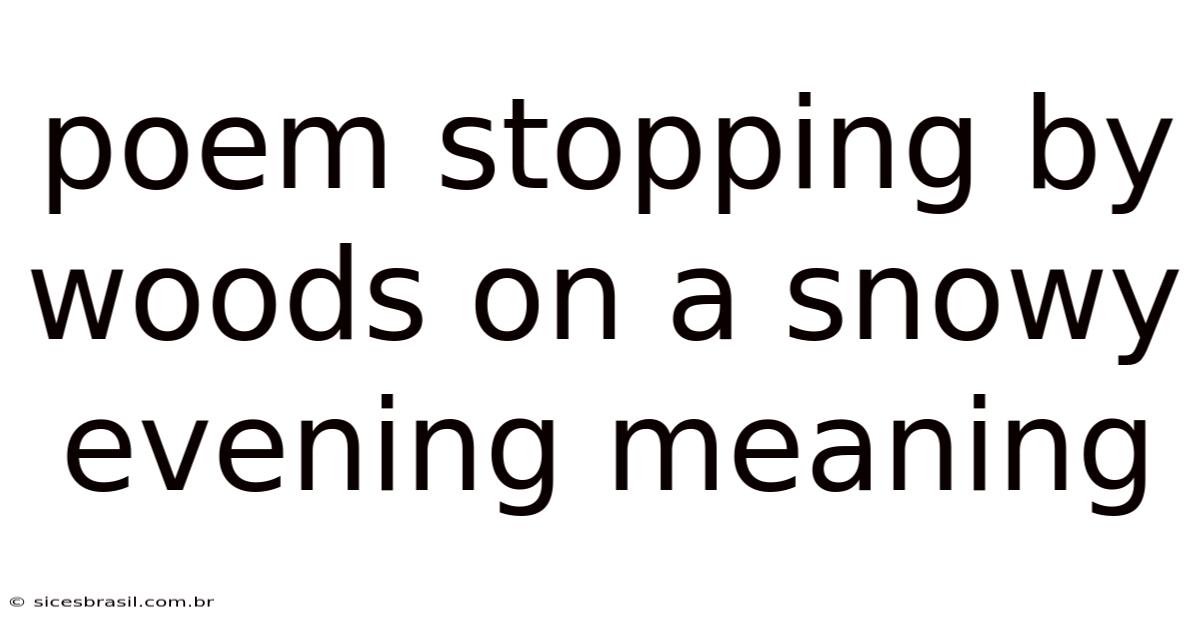Poem Stopping By Woods On A Snowy Evening Meaning