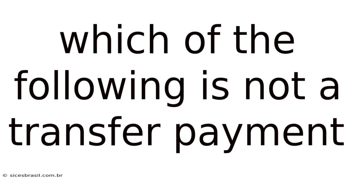Which Of The Following Is Not A Transfer Payment